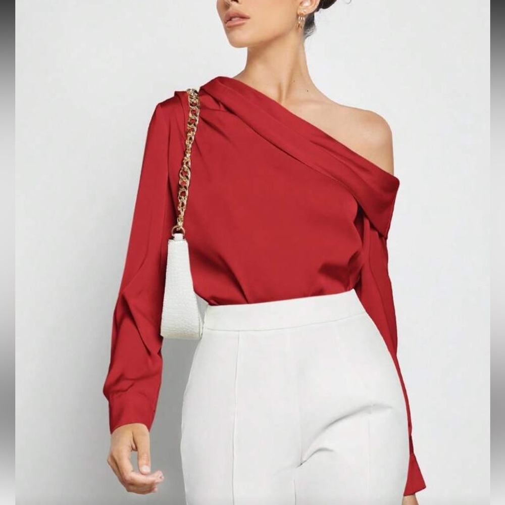 Elegant Red Off-Shoulder Women's Top